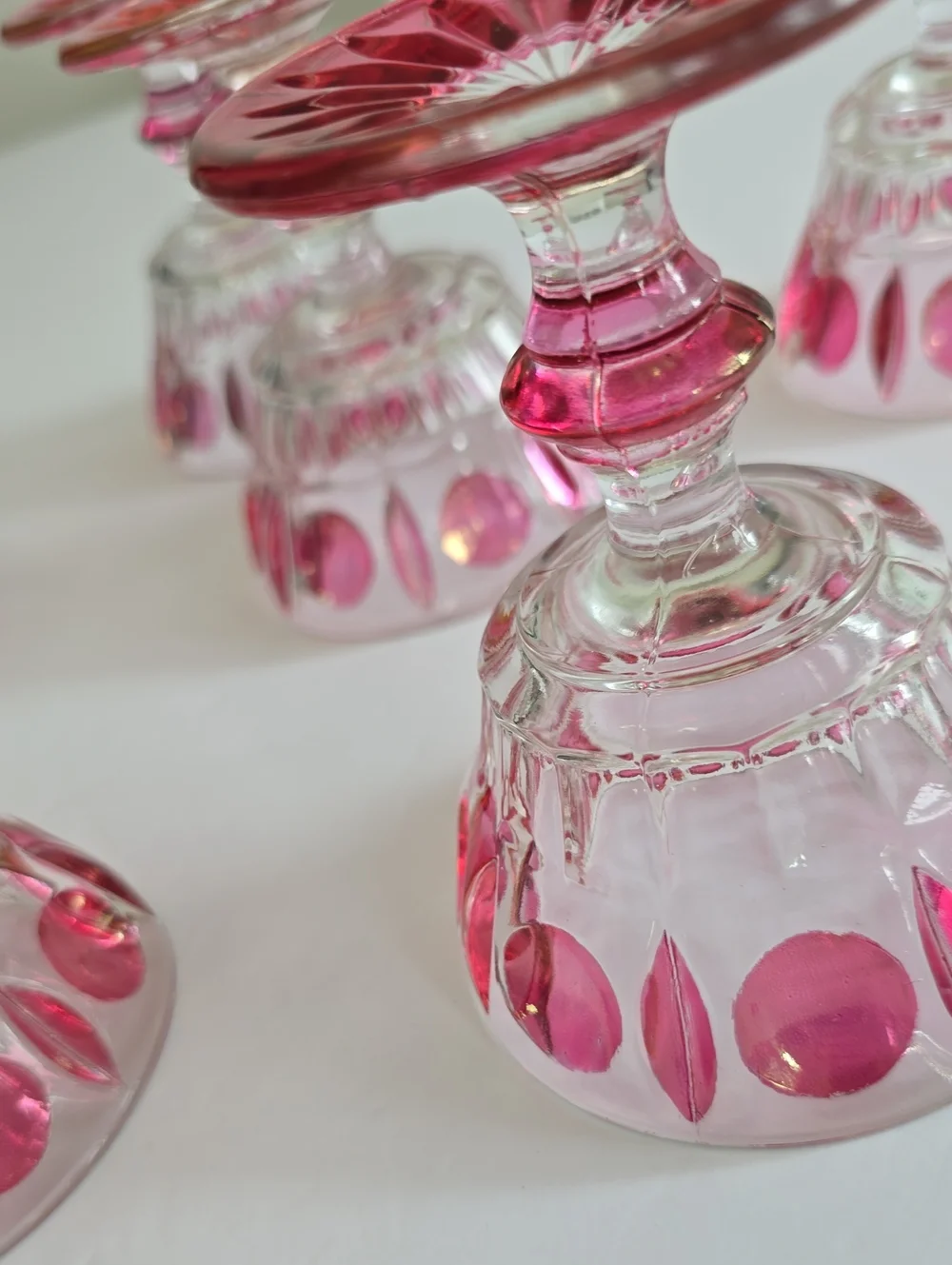 Vintage Indiana Glass Colony Set Of 6 Classique Ruby Flashed Wine Glasses 4 1/4